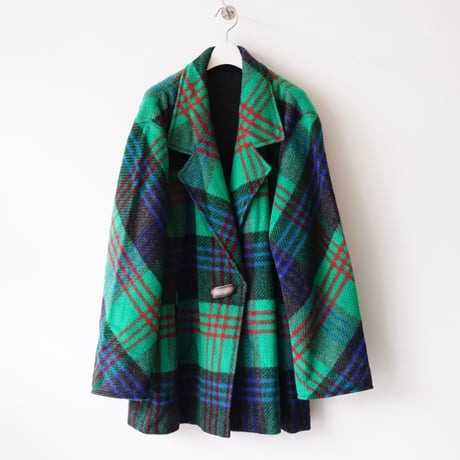 【used】vergine wool check coat