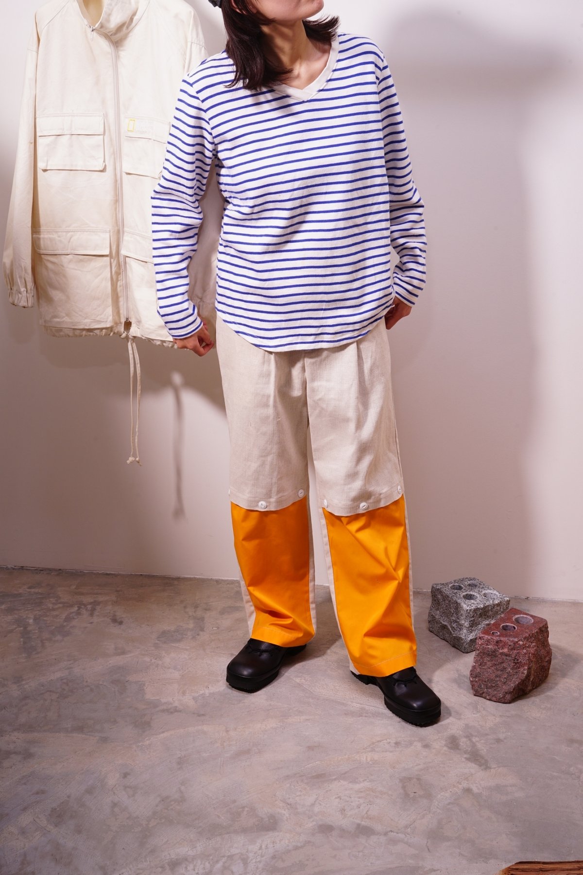 WATARU TOMINAGA ワタルトミナガ パンツ 安全ピン WATARU TOMINAGA single pleat trousers・safety pin&star - tity