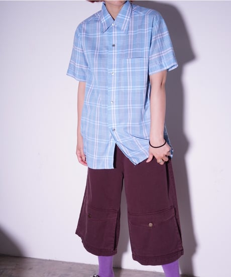 【Vintage】70-80's square cut check shirt