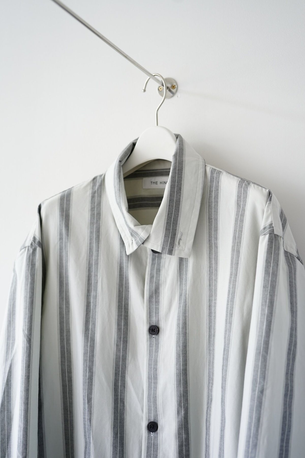 Ole Shirt - Cotton Poplin - ストライプ THE HINOKI】Organic Cotton Poplin Stand Collar
