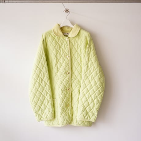【used】90's French quilting jacket / lime green