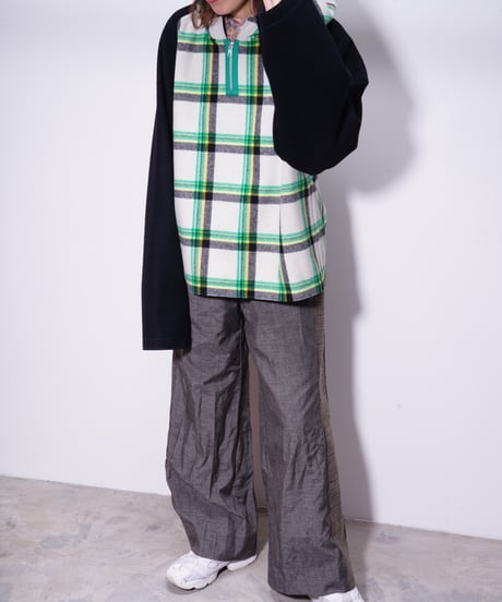 【WATARU TOMINAGA】melton hoodie / plaid black