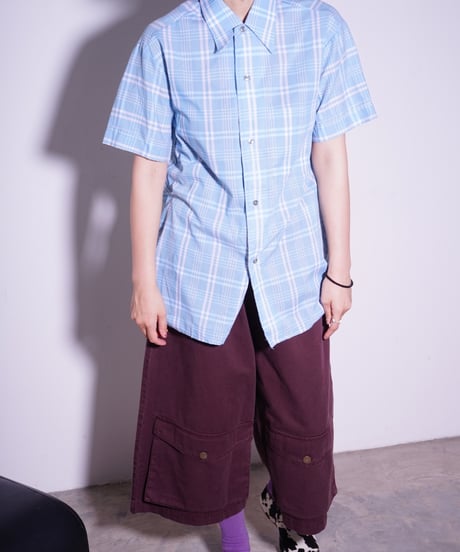 【Vintage】70-80's square cut check shirt