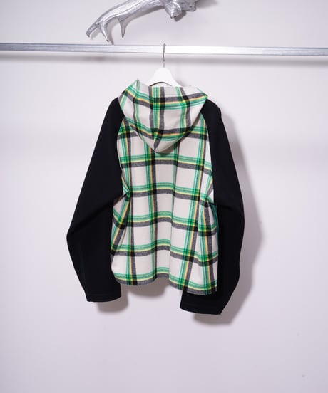 【WATARU TOMINAGA】melton hoodie / plaid black