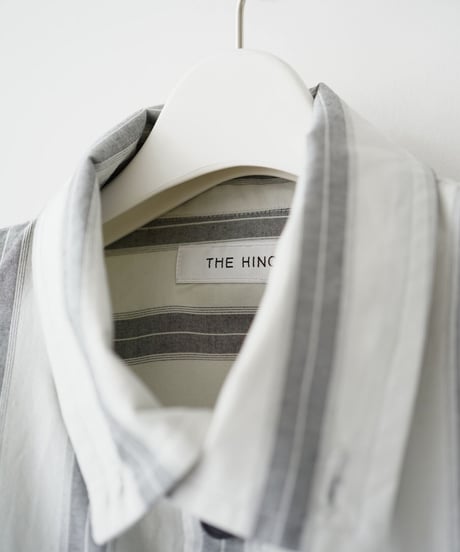 【THE HINOKI】Organic Cotton Poplin Stand Collar Shirt［GRAY STRIPE］