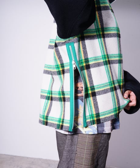 【WATARU TOMINAGA】melton hoodie / plaid black