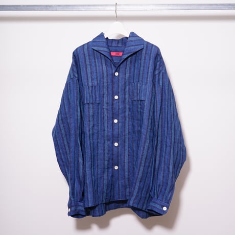 【OIRA】Italian collar "CHOKHA" shirt [indigo linen]