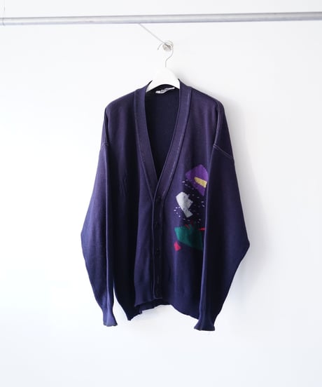 【used】net pattern post modern cardigan