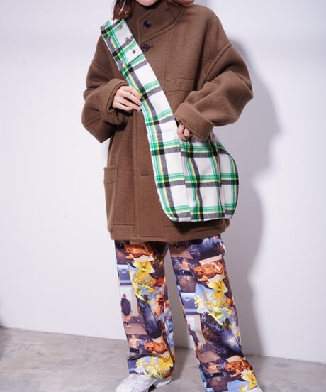 【WATARU TOMINAGA】Flat Shoulder Bag /plaid black