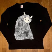 モンドくんロングスリーブシャツ｜無愛想な猫｜ブラック