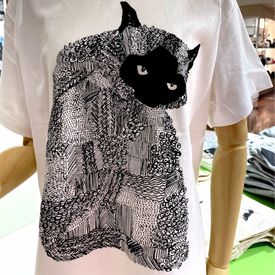 モンドくんTシャツ｜無愛想な猫｜ホワイト | ヨコチンウェブショップ.