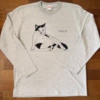 モンドくんロングスリーブシャツ｜しどけない猫｜グレー