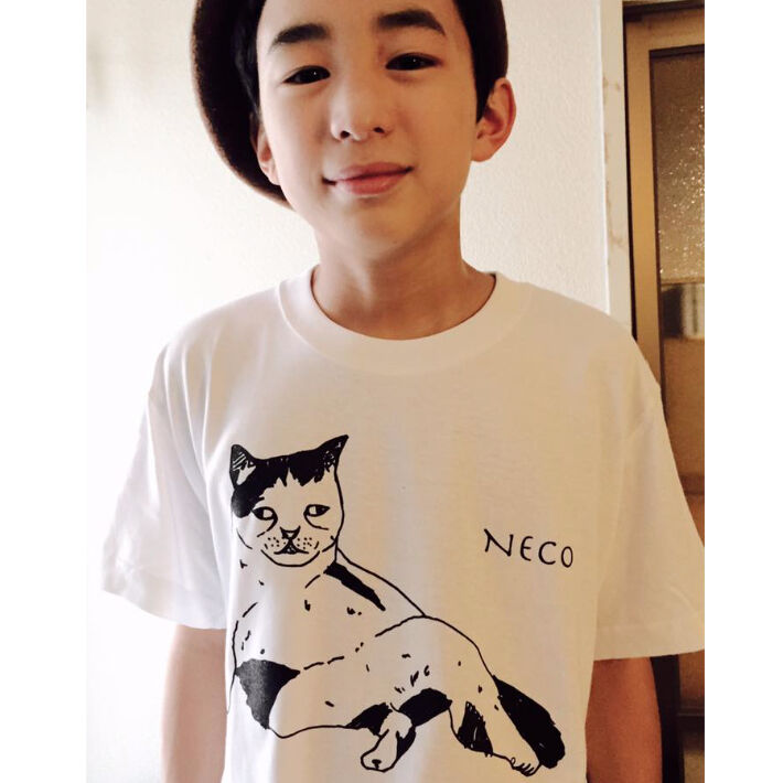モンドくんTシャツ｜しどけない猫｜ホワイト | ヨコチンウェブショップ.