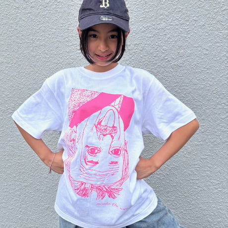 モンドくんTシャツ｜逆さアインシュタイン｜ピンク