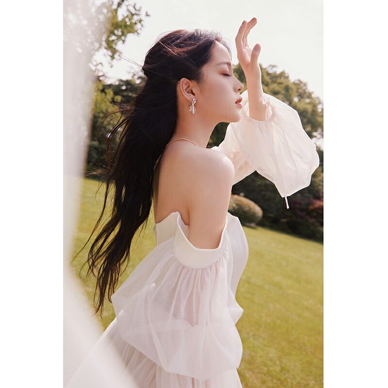 ブライダルドレス ベルライン 長袖 オフショルダー 花嫁 052830  