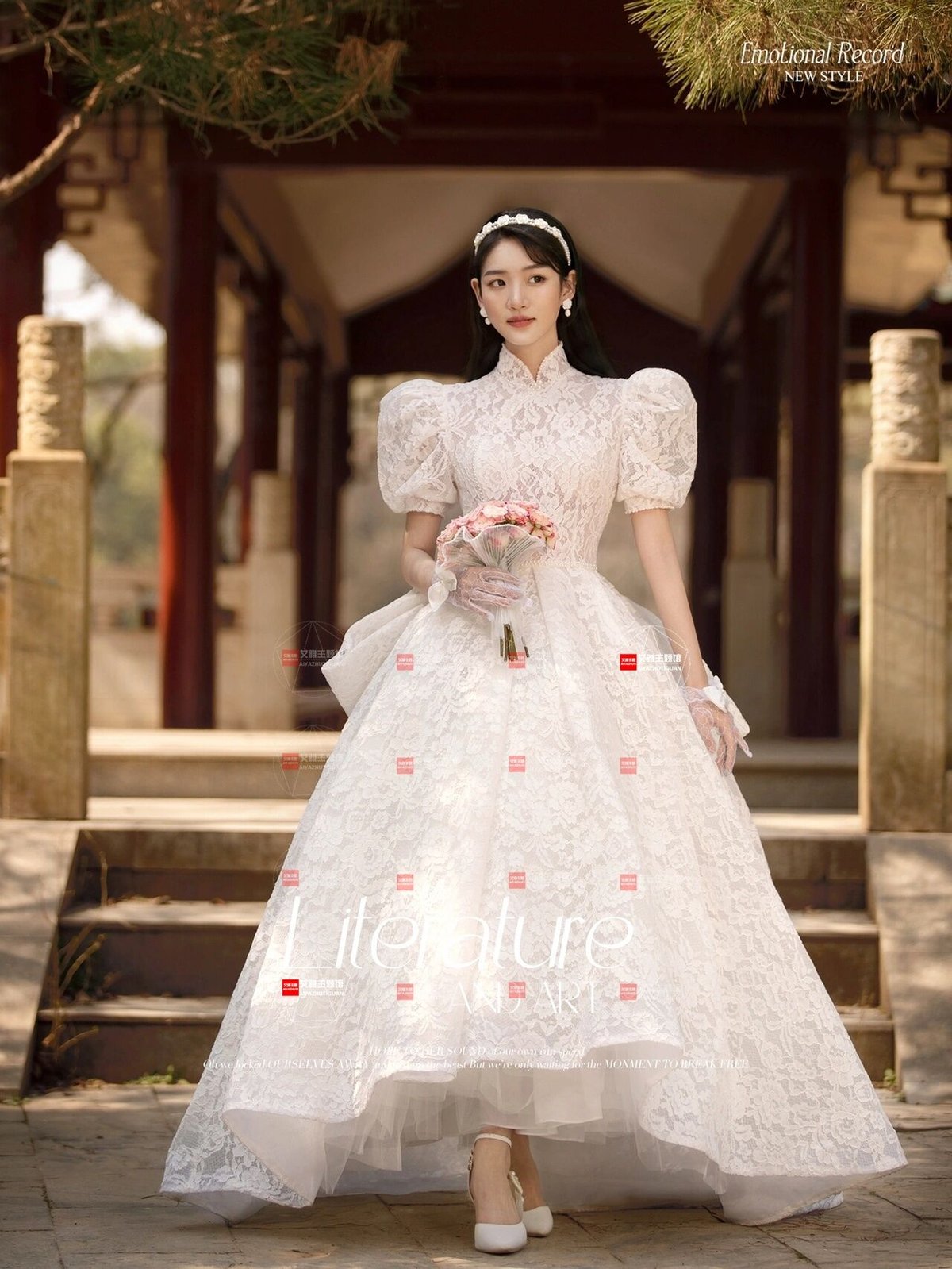 ブライダルドレス プリンセス パフスリーブ ウェディング 052654  