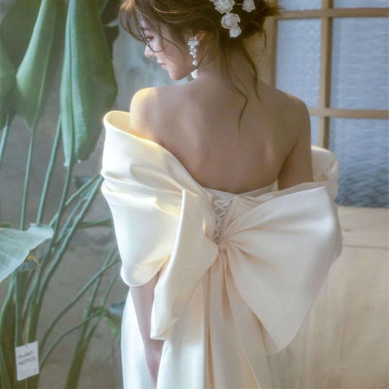 ブライダルドレ スエンパイア リボン オフショルダー 花嫁 052904  