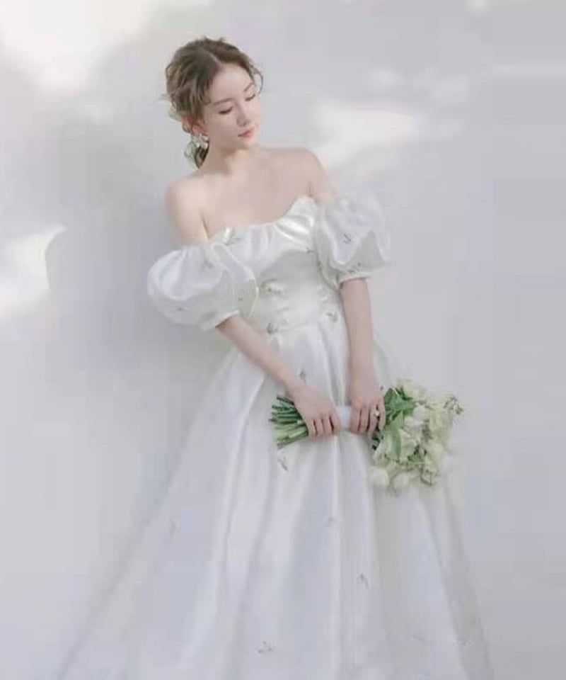 ブライダルドレス ベルライン オフショルダー 半袖 052819  