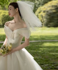 ブライダルドレス ベルライン オフショルダー 半袖 052819  