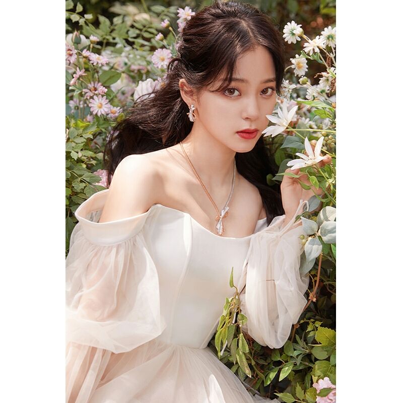 ブライダルドレス ベルライン 長袖 オフショルダー 花嫁 052830  