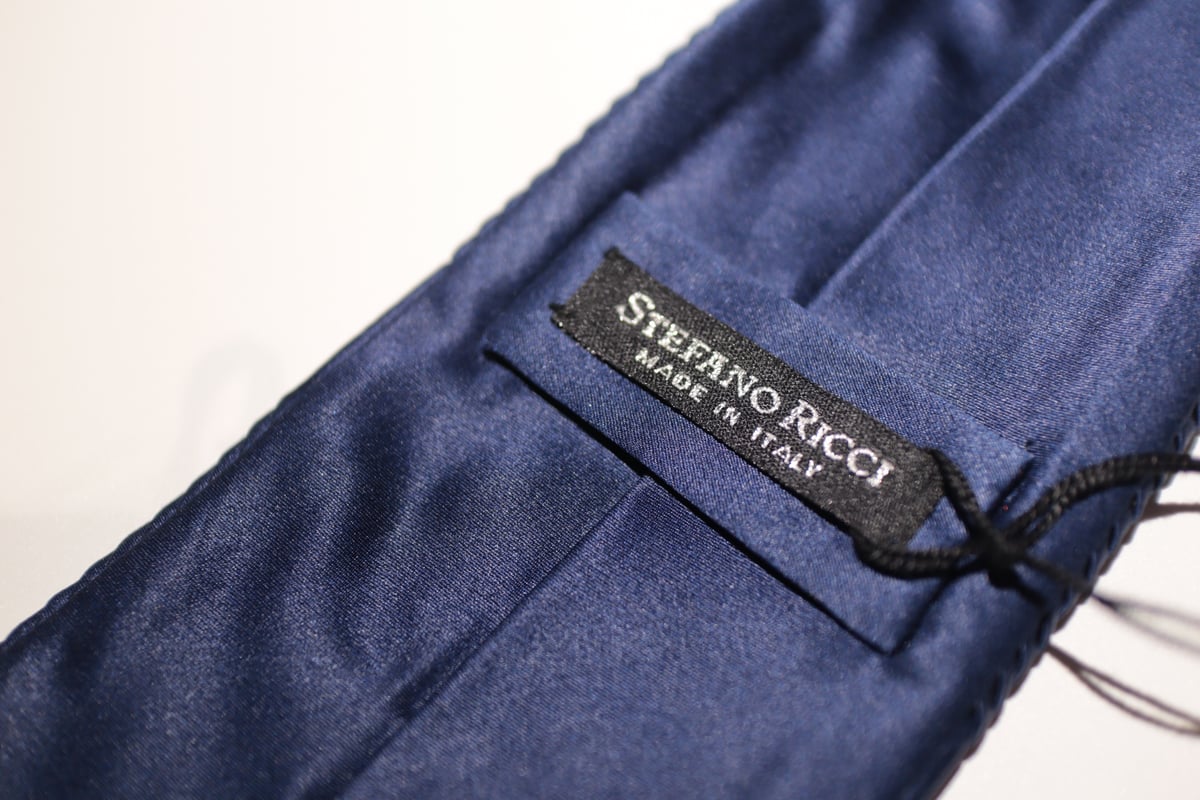 STEFANO RICCI【ステファノリッチ】プリーツタイ ネイビーブルー