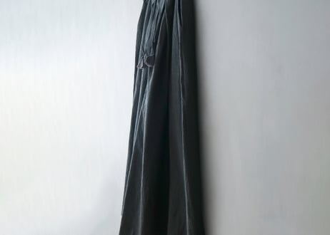 PT67CH　 リネンコットンストライプ・タックワイドパンツ／チャコール（MAGALI）