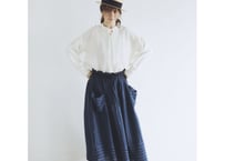 SK40NYストライプリネン・ファーマースカート／ネイビー（MAGALI）