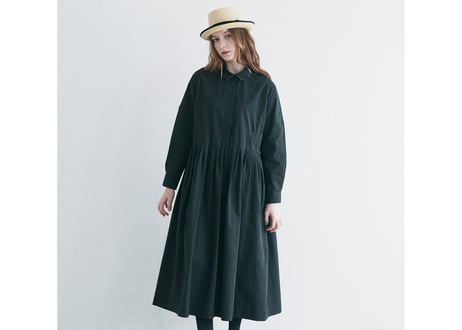 OP190BK  天日干しコットン・タックワンピース／ブラック（MAGALI）