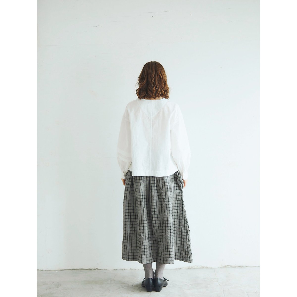 希少 MAGALI オルドネ・チェックリネン・ポッシュ・スカート SK38BBオルドネ・チェックリネン・ポッシュ・スカート/ベージュx