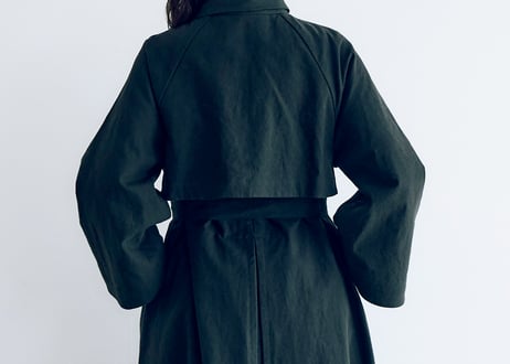 CT09BK　 コットンリネン・アンティークキャンバス・トレンチコート／ブラック（MAGALI）