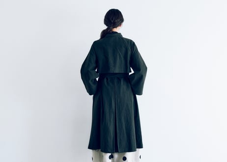 CT09BK　 コットンリネン・アンティークキャンバス・トレンチコート／ブラック（MAGALI）