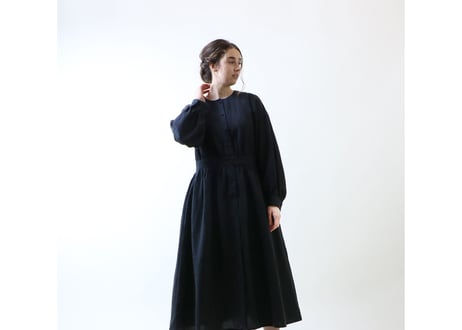 OP145BK アイリッシュリネン＆コットン・ワンピース／ブラック （MAGALI）