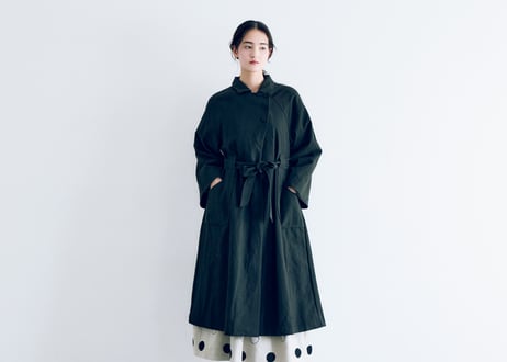 CT09BK　 コットンリネン・アンティークキャンバス・トレンチコート／ブラック（MAGALI）