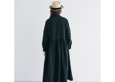 OP190BK  天日干しコットン・タックワンピース／ブラック（MAGALI）