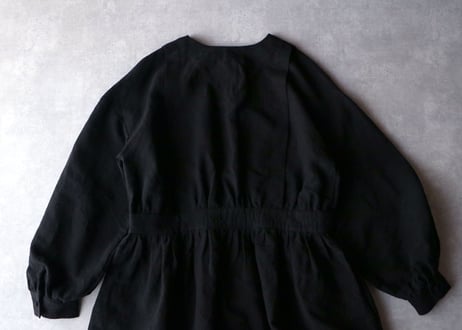 OP145BK アイリッシュリネン＆コットン・ワンピース／ブラック （MAGALI）