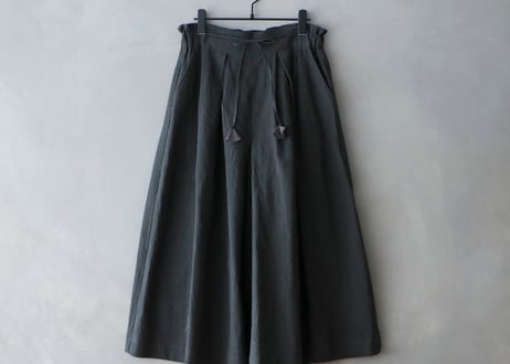 PT67CH　 リネンコットンストライプ・タックワイドパンツ／チャコール（MAGALI）