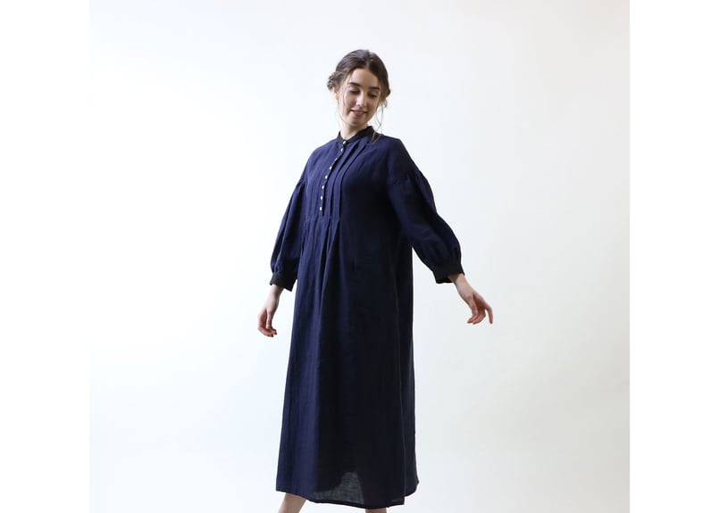 MAGALI ベルギーリネンファーマーワンピース フラックス tous les jours:MAGALI ベルギーリネンファーマーワンピース