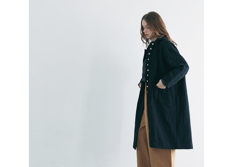 CT06BK オーガニックコットン・ステンカラーコート／ブラック