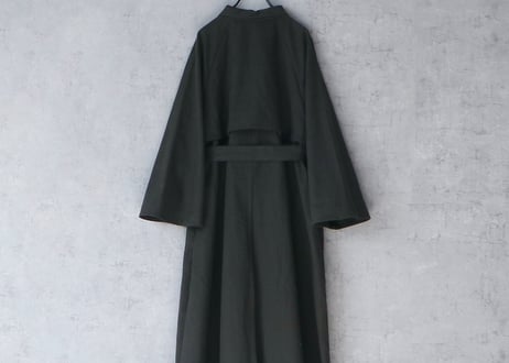 CT09BK　 コットンリネン・アンティークキャンバス・トレンチコート／ブラック（MAGALI）