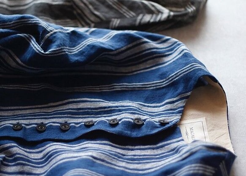 OP132NY フレンチストライプリネン・ワンピース/ネイビー （MAGALI  