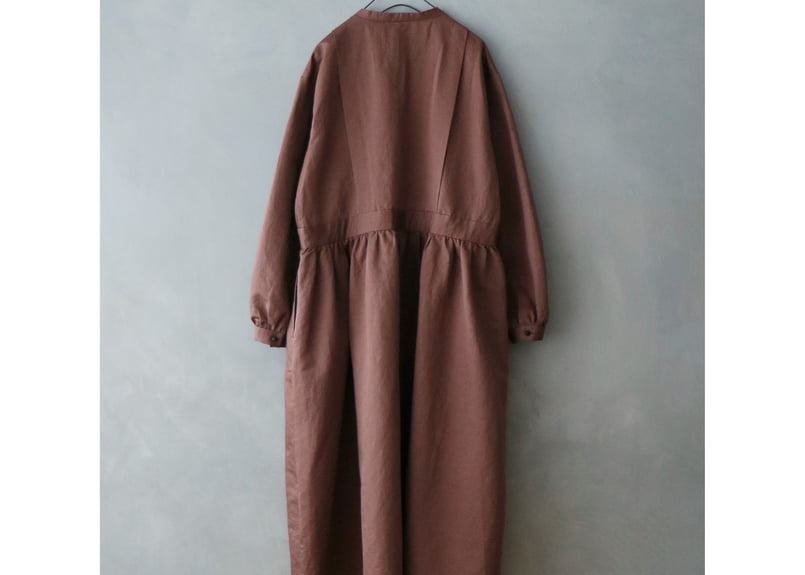 OP189BR スーピマコットンリネン・タック・ギャザーワンピース