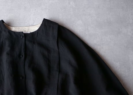 OP145BK アイリッシュリネン＆コットン・ワンピース／ブラック （MAGALI）