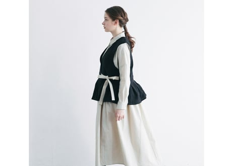 BL258BK   リネンウール・カシュクールジレ／ブラック（MAGALI）