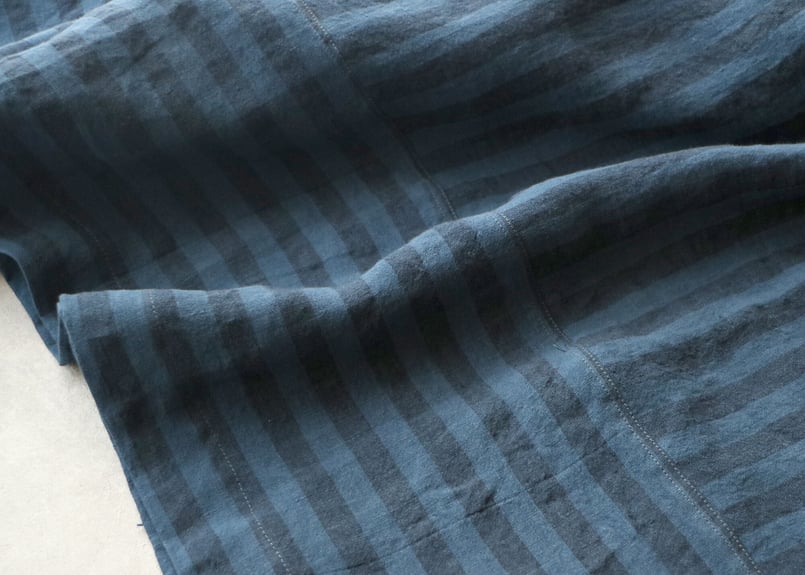 ✨美品✨マガリ ストライプリネン ファーマースカート ウエストリボン タック F ✨美品✨マガリ ストライプリネン ファーマースカート ウエスト