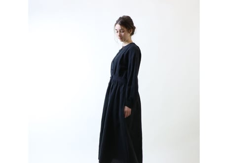 OP145BK アイリッシュリネン＆コットン・ワンピース／ブラック （MAGALI）