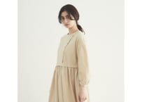 OP168BE オールドコットン・サイドボタン・ワンピース／アンティークベージュ（MAGALI）