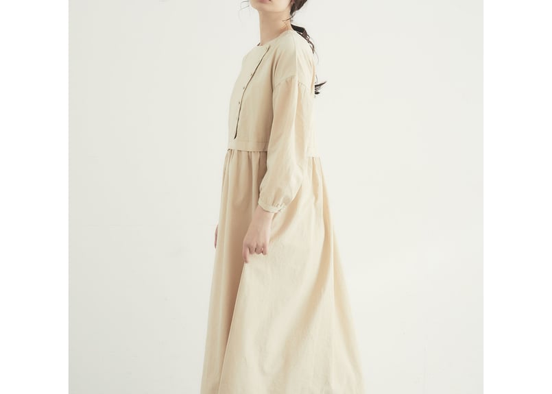 美品❤️MAGALI マガリ オールドコットンサイドボタンワンピース　チャコール オールドコットンサイドボタンワンピース / MAGALI - TSUKURITE