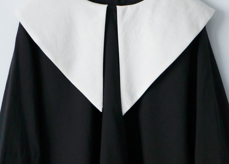 BL268BK コットンシルク・ビッグカラープルオーバー／ブラック