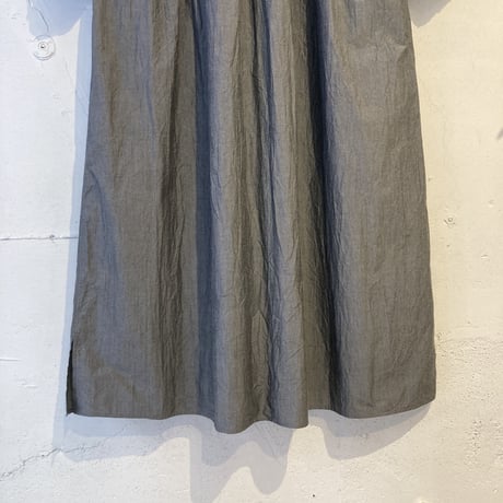 UNIVERSAL TISSU ナチュラルタイプライター ギャザーシャツワンピース グレー