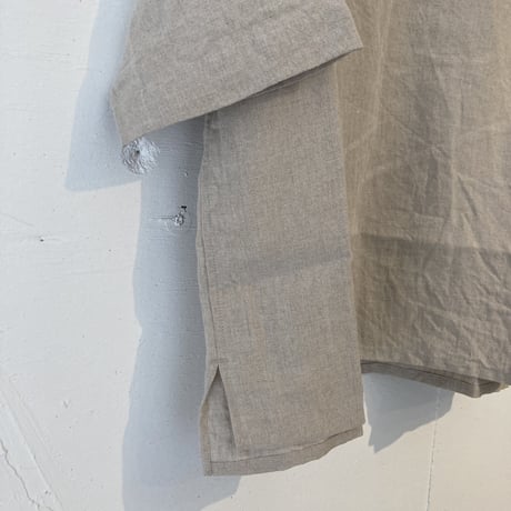 TISSU トリプルワッシャーリネン バックボタンシャツ キナリ